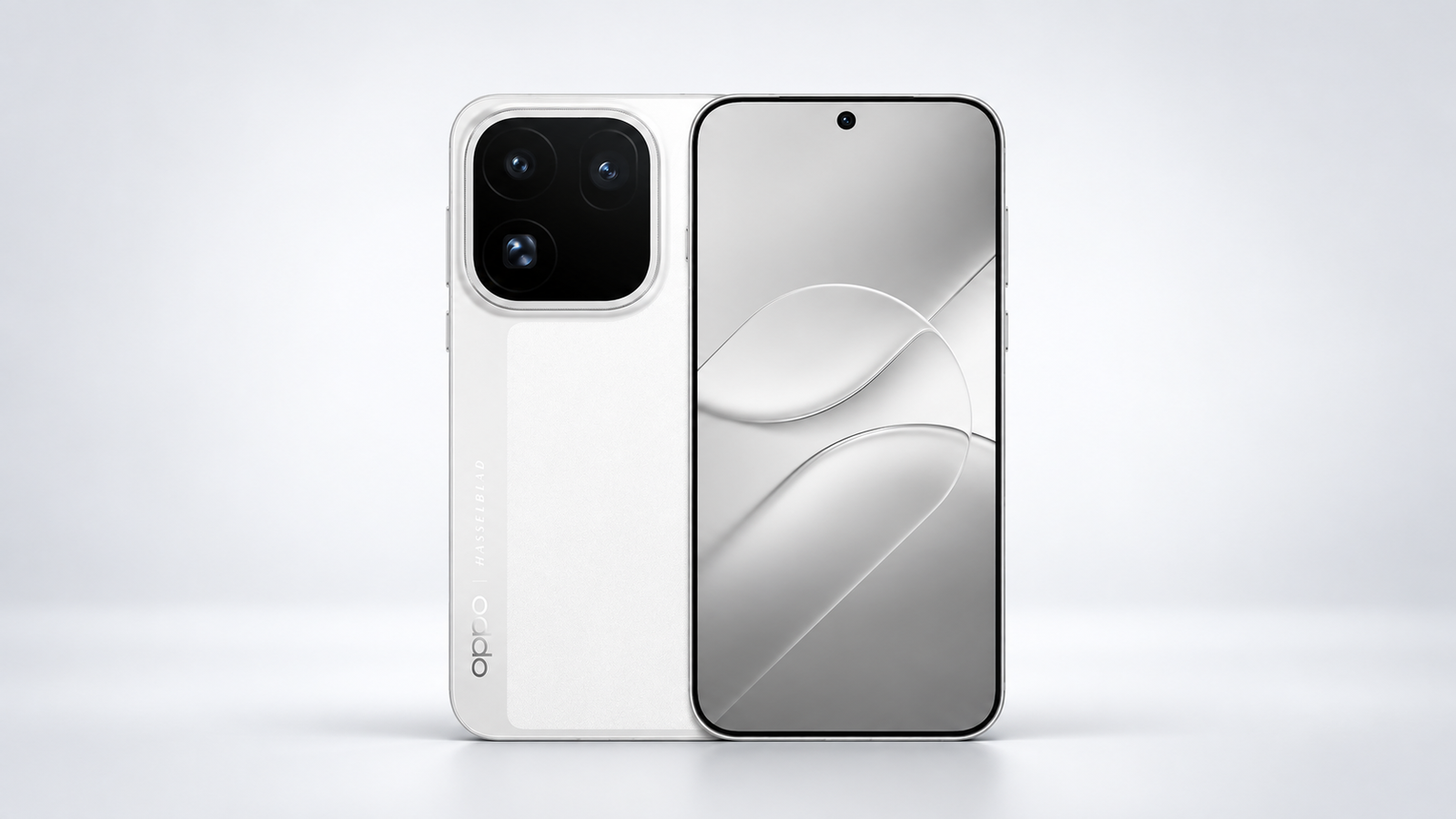 OPPO Find X10 Pro Max blanc, présenté de face et de dos