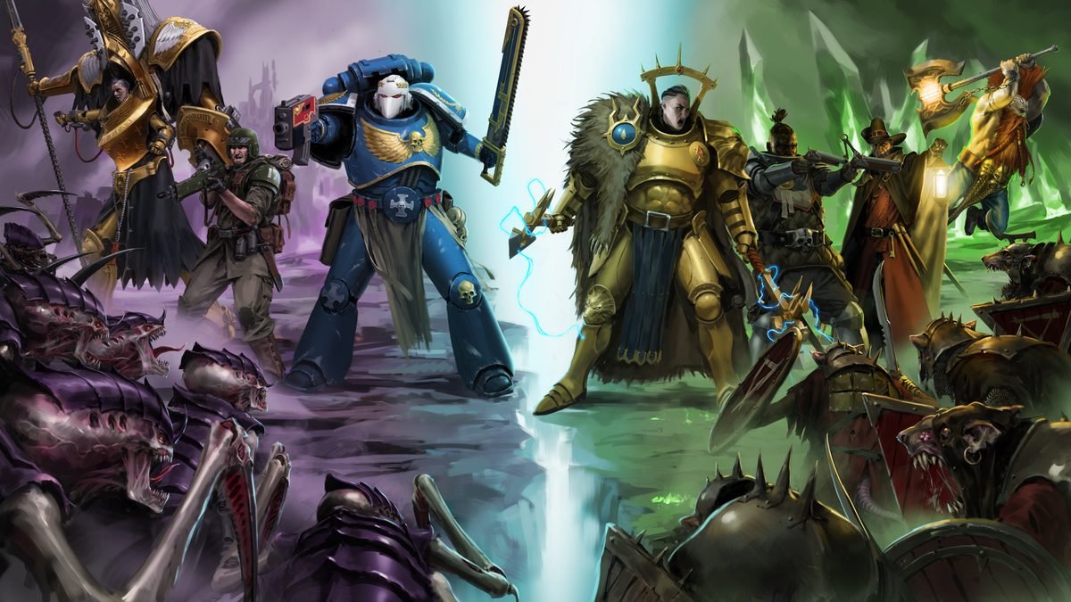 Illustration officielle de Warhammer Survivors et de ses personnages