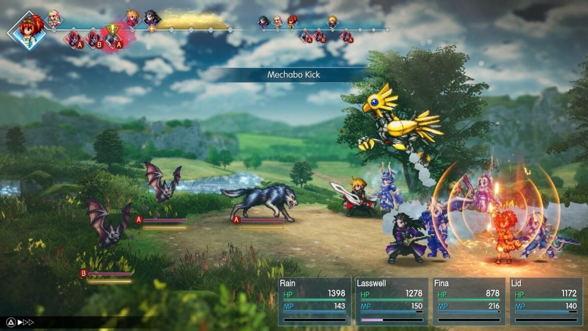 Capture officielle du combat au tour par tour de Final Fantasy Resonance en HD-2D