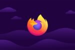 Logo Firefox orange et violet sur un paysage violet