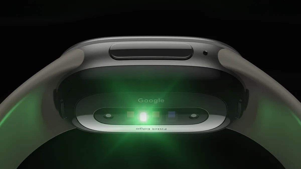 Vue des capteurs et du boîtier du bracelet Google Fitbit Edge