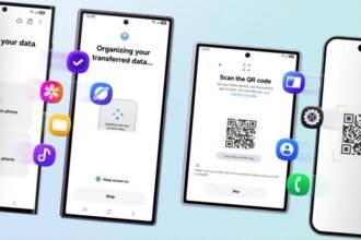 Illustration Samsung du transfert de données vers un smartphone Galaxy