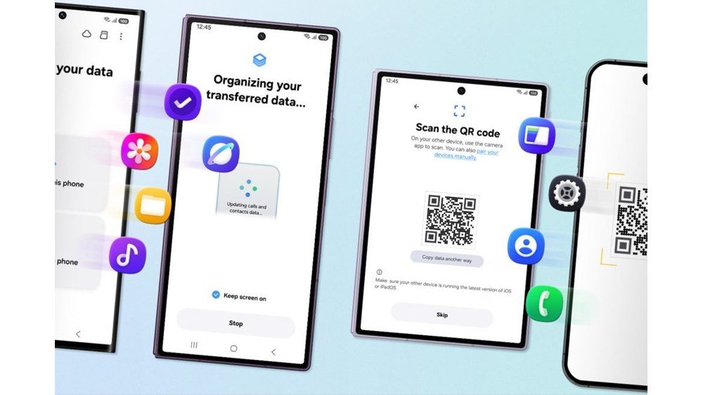 Illustration Samsung du transfert de données vers un smartphone Galaxy