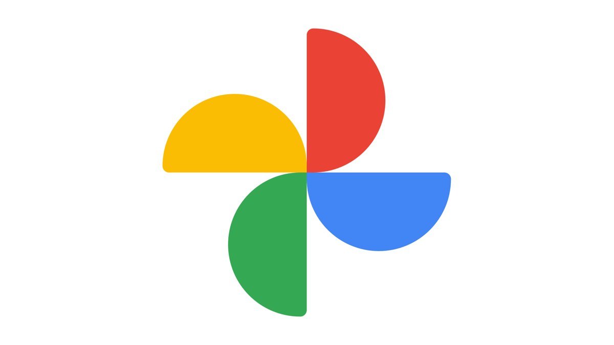 Logo multicolore de Google Photos sur fond blanc
