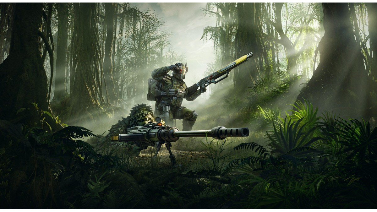 Helldivers 2 Scope of Authority, un soldat camouflé dans une forêt