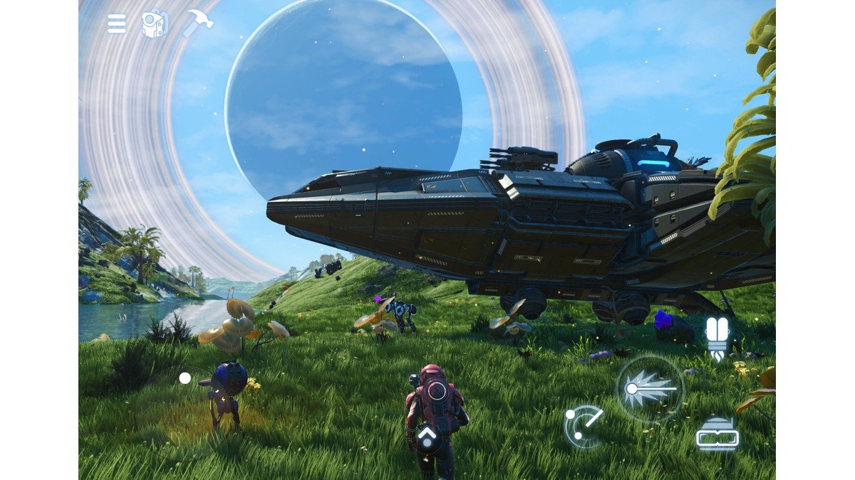 Capture de No Man’s Sky sur iPad avec les commandes tactiles