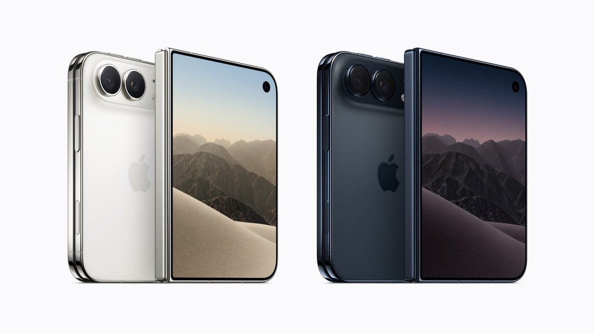 iPhone Duo pliable dans ses finitions blanc stellaire et ciel nocturne