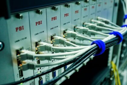 Câbles Ethernet branchés sur un équipement réseau
