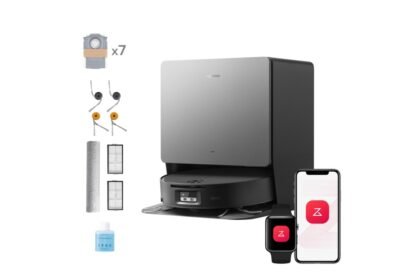 Roborock Saros 20 Flow Complete noir avec sa station et ses accessoires