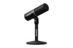 Microphone Shure MV6 Gen 2 noir monté sur son pied de bureau