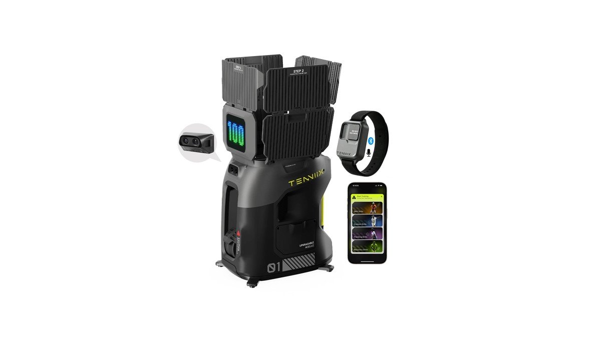 TENNIIX Pro noir avec module de vision IA et bracelet de commande