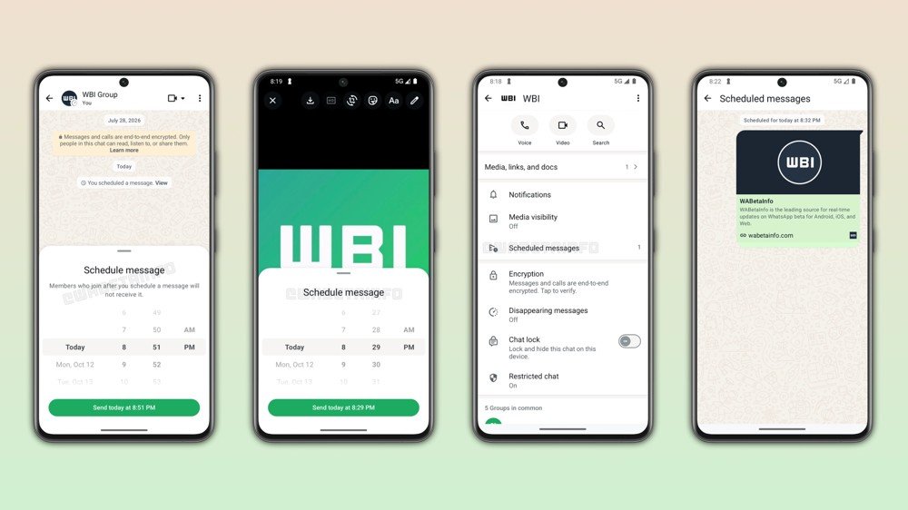 Captures des messages programmés WhatsApp dans la bêta Android